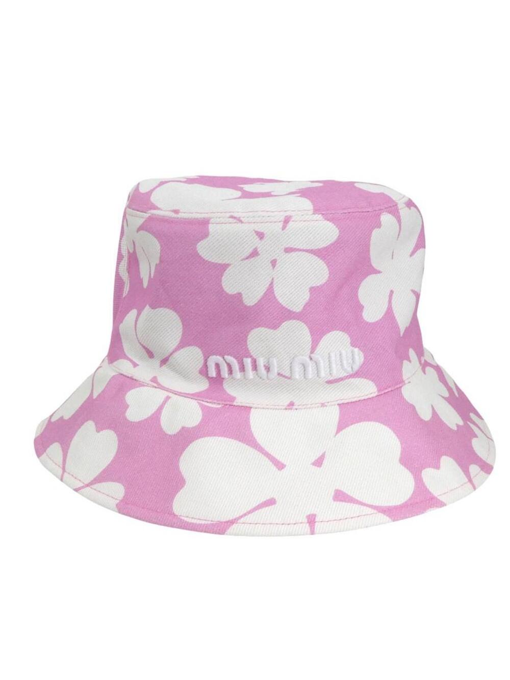 Auth Miumiu Hat Bucket Pink/White #363540M30B